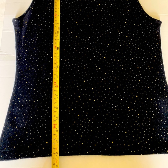Beymen black Wool Knit Tank Top with Gold Sparkling tiny polka dots US S to M - Picture 5 of 7